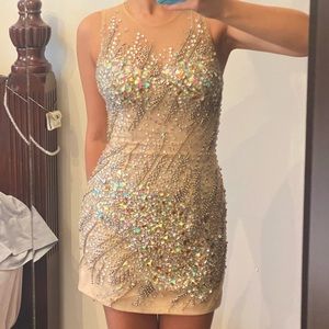 Beautiful teran nude mesh dress